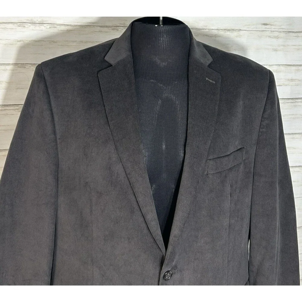 Lauren Ralph Lauren Gray Corduroy Label 44R Sports Coat Blazer Jacket Dog Elbow